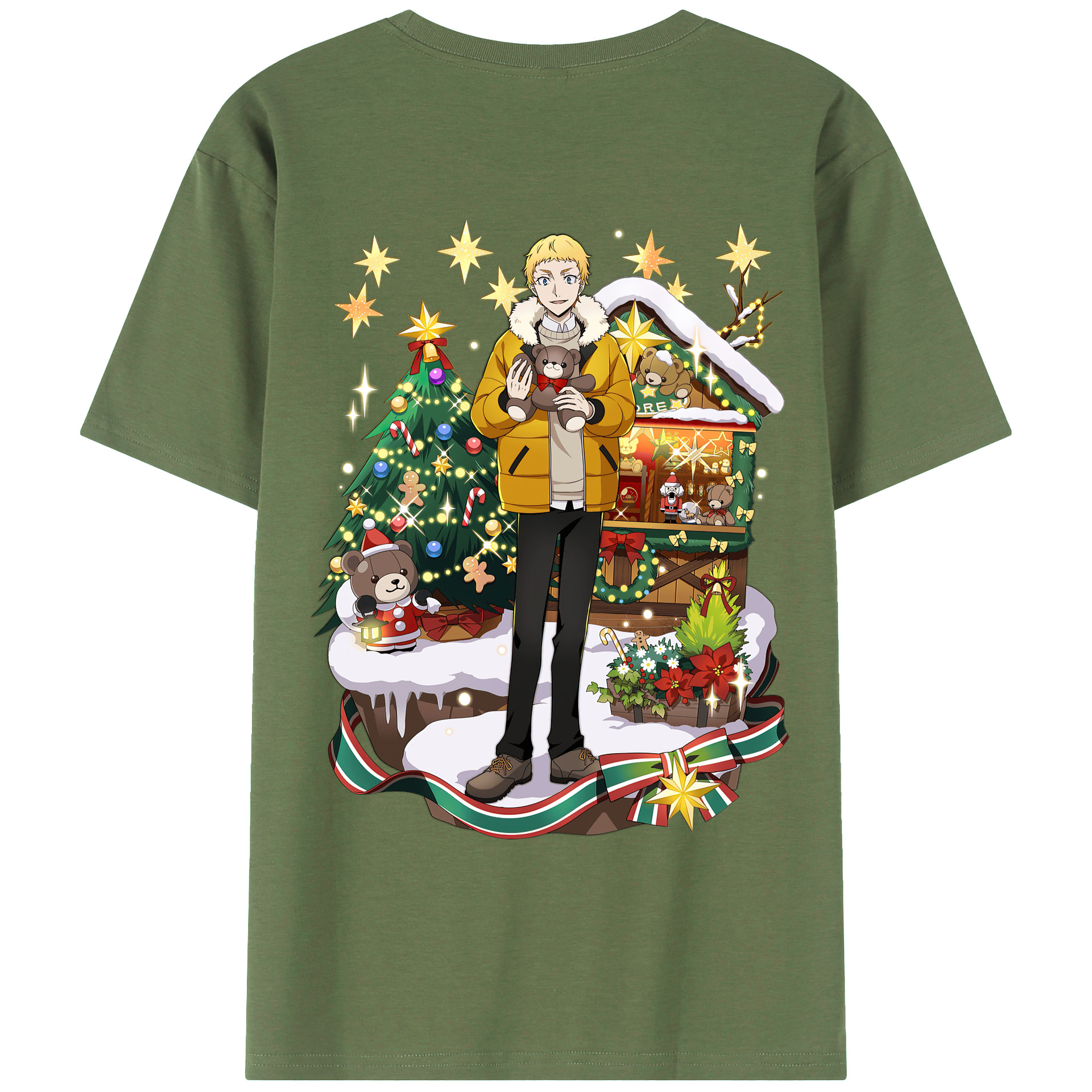 （画像用） 文豪ストレイドッグス Bungo Stray Dogs 綿100％ メンズ半袖Tシャツ（バックプリント） 通気性